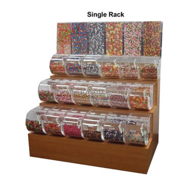 Quality Assured Candy Plexiglass Display Floor Creative Concession Stand Wooden Candy Display Rack